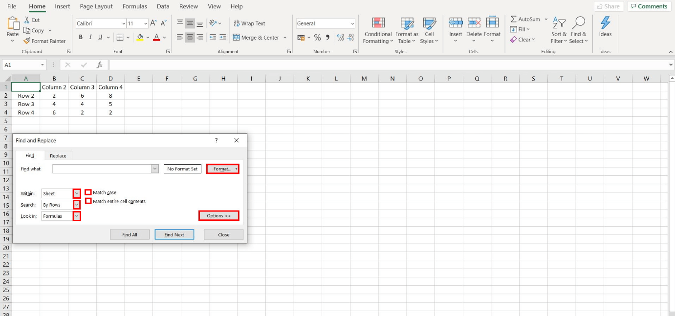 Excel: Find and Replace – expanded search function