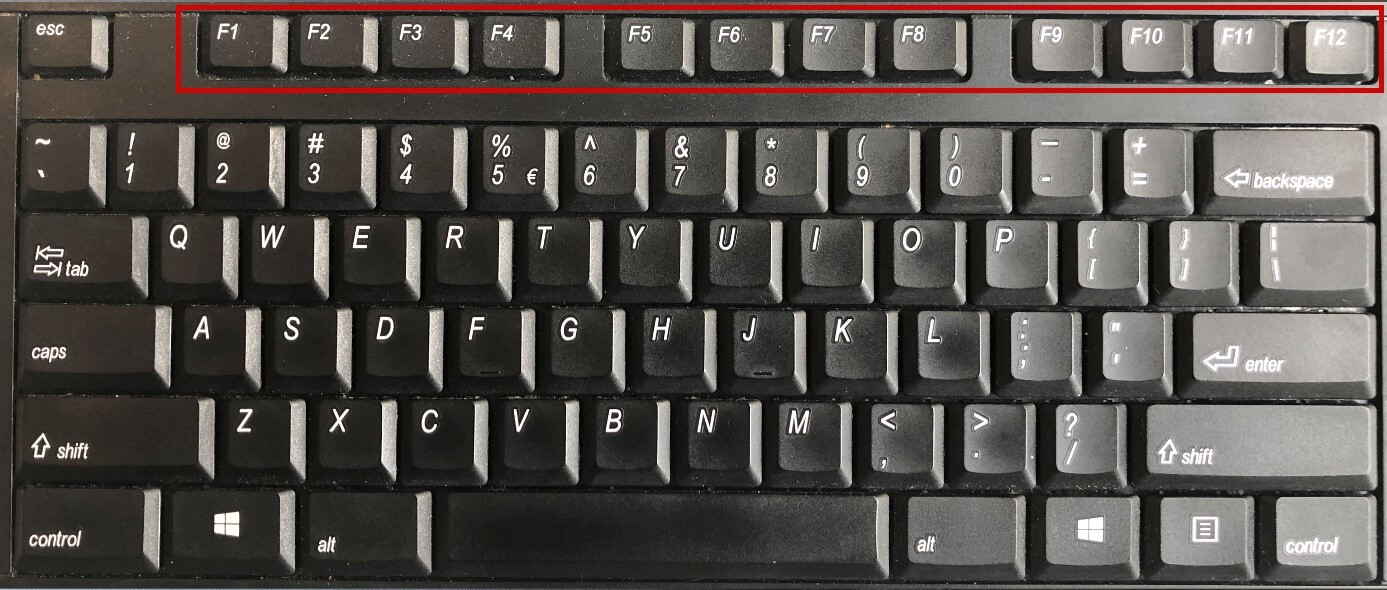 Function keys on a Windows keyboard