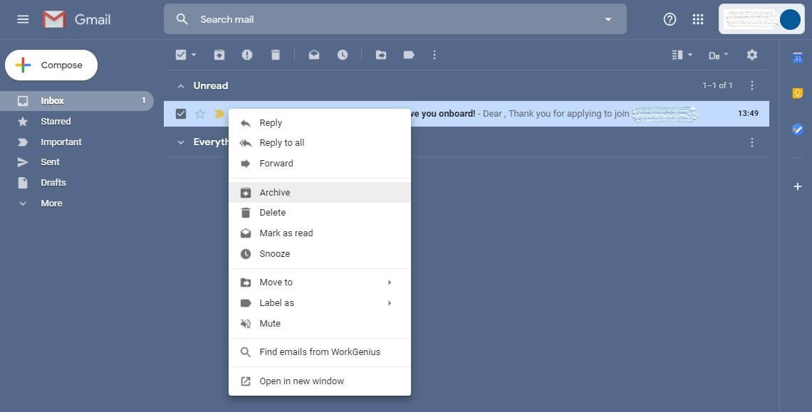 User interface of the Gmail Desktop app