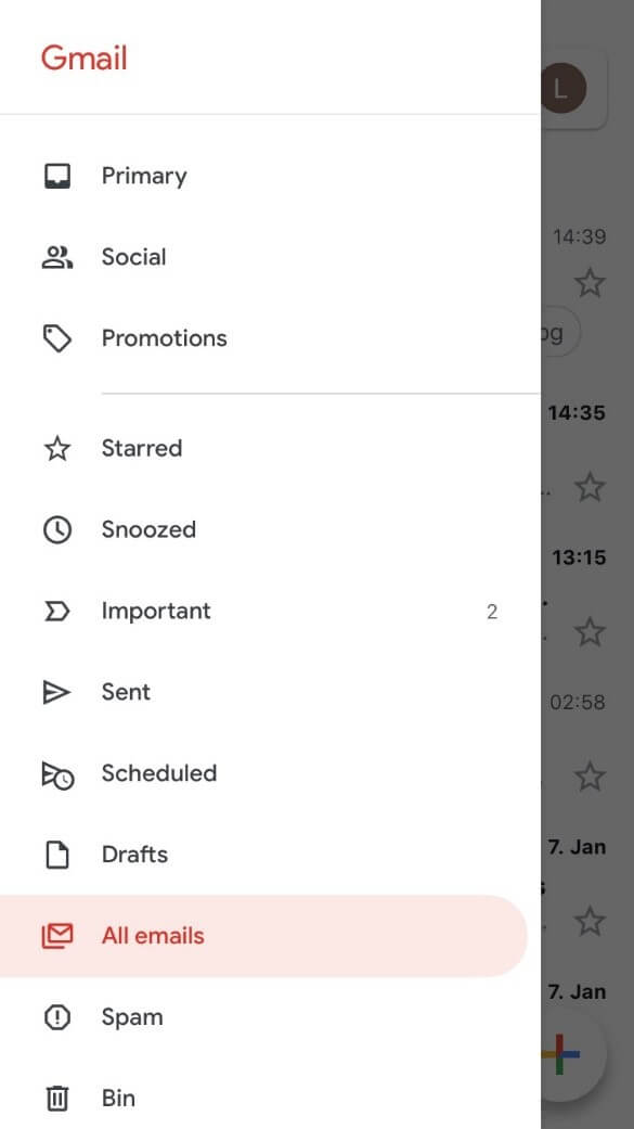 Gmail user interface in iPhone app