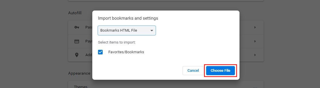 Google Chrome: Importing a bookmark HTML file