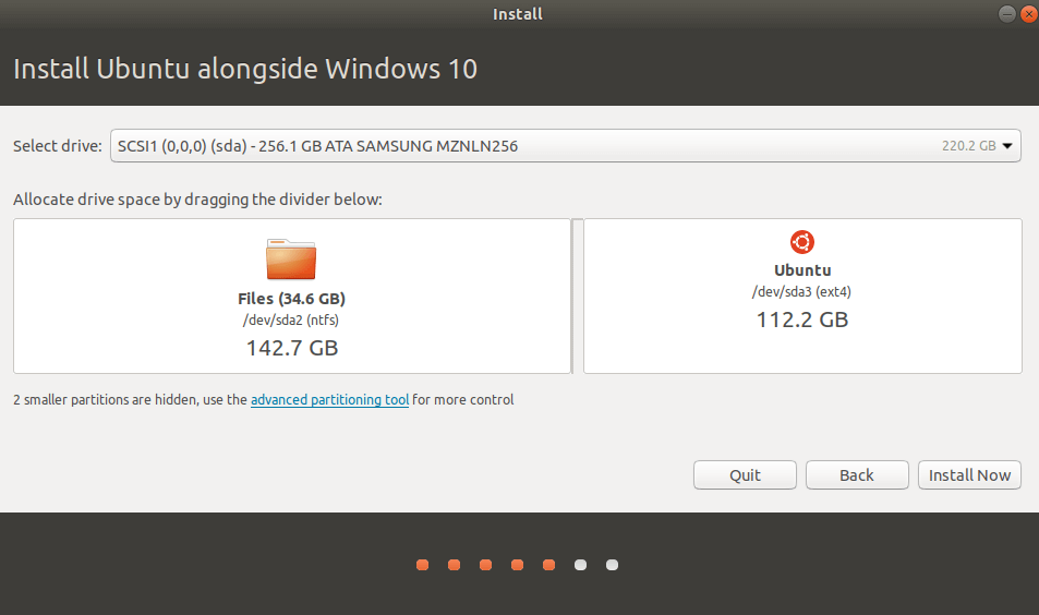 Click “Install now” to install Ubuntu