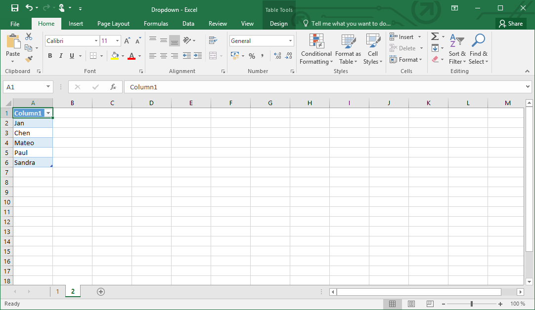 List with information on a separate worksheet