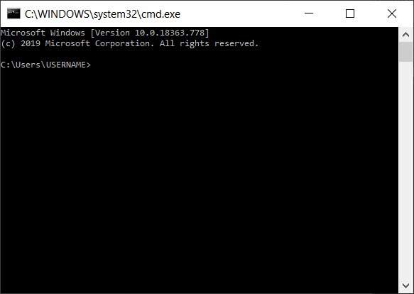 Command prompt start screen