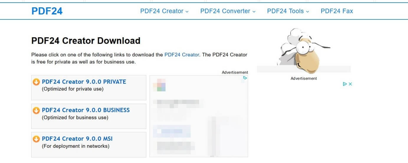 PDF24 Creator homepage: Download center