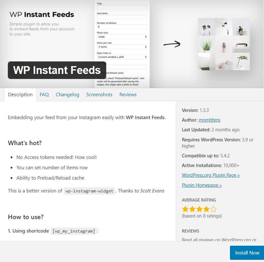 WordPress Instagram plug-in: WP Instant Feeds