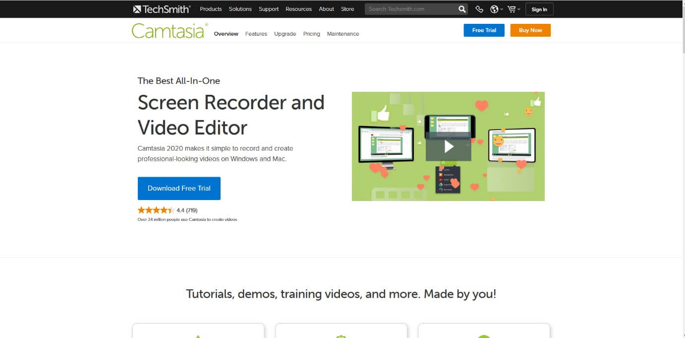 Screenshot of the page for Camtasia