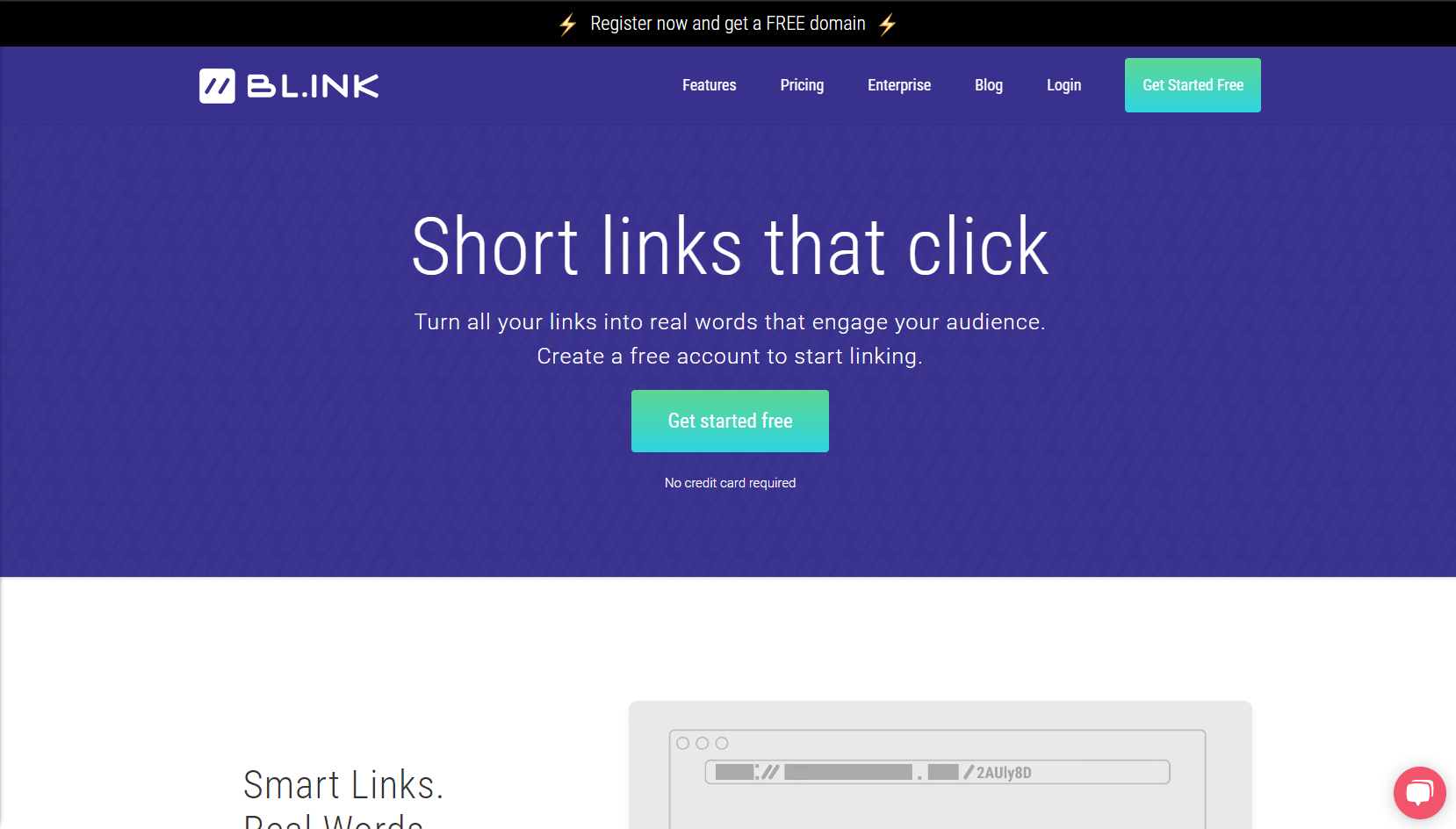 Screenshot of the bl.ink homepage
