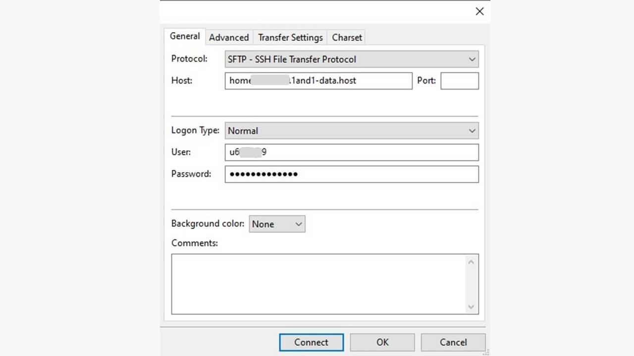 Selecting SFTP in FileZilla’s server manager
