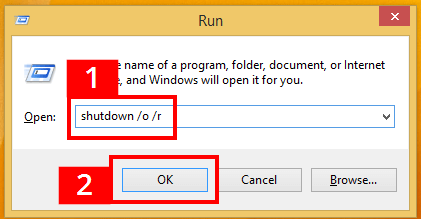 Shutdown command in the Windows 8 run dialog