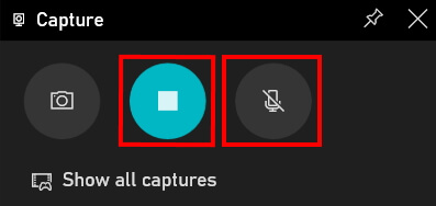 The button to stop screen recording in Windows 10
