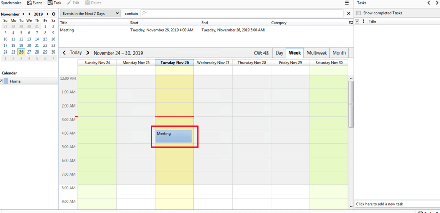 The event is automatically added to the Thunderbird calendar