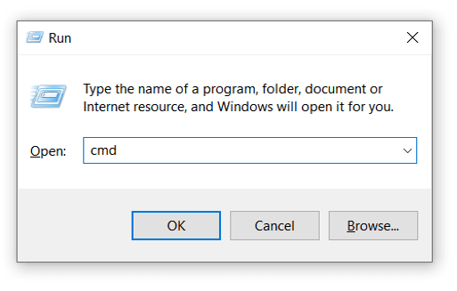 The run dialog in Windows 10