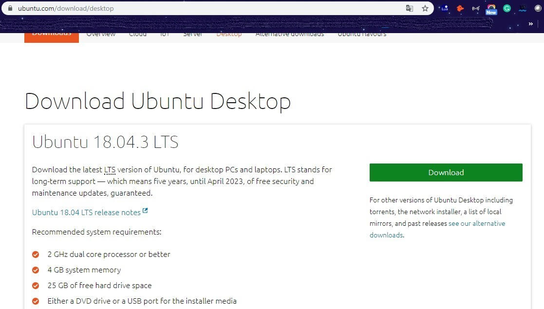Ubuntu download and system requirements