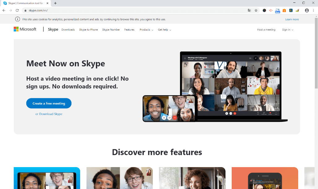 Video telephony provider Skype’s website.