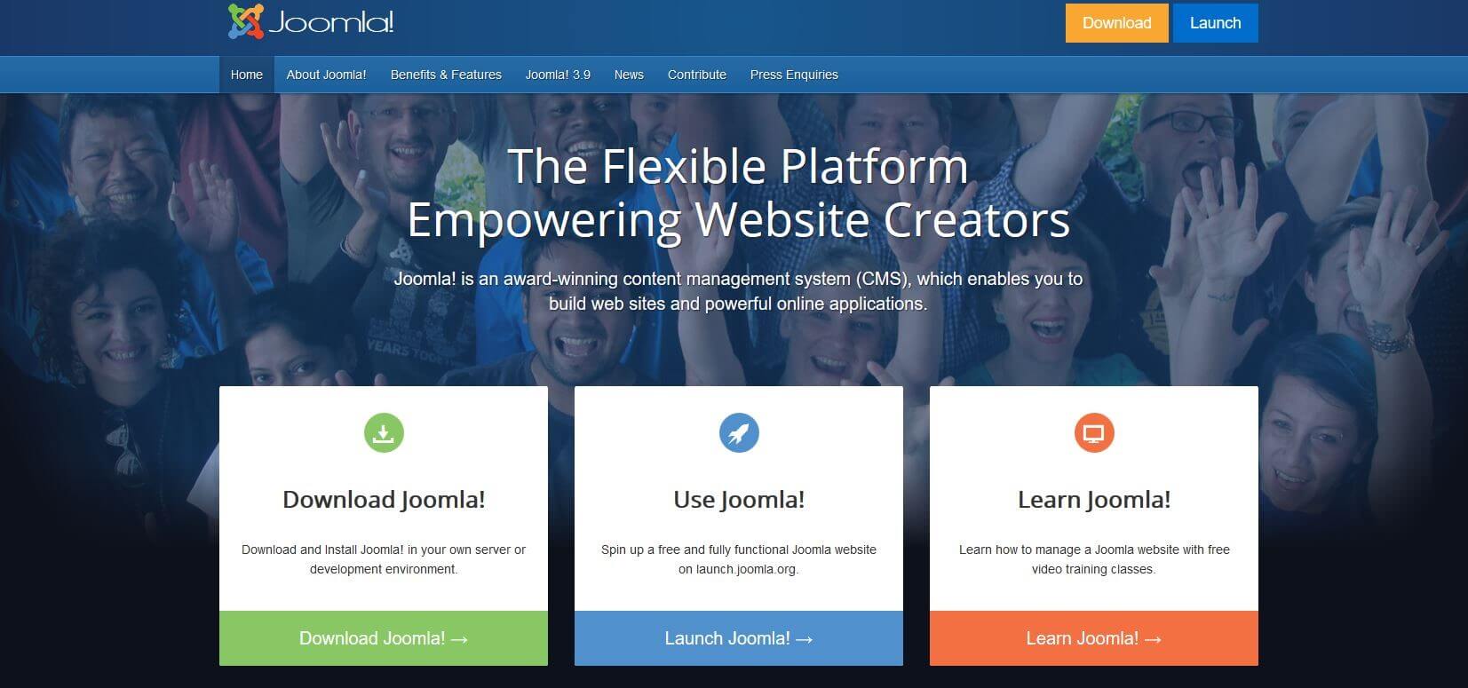 Joomla! website with option to download the installation files