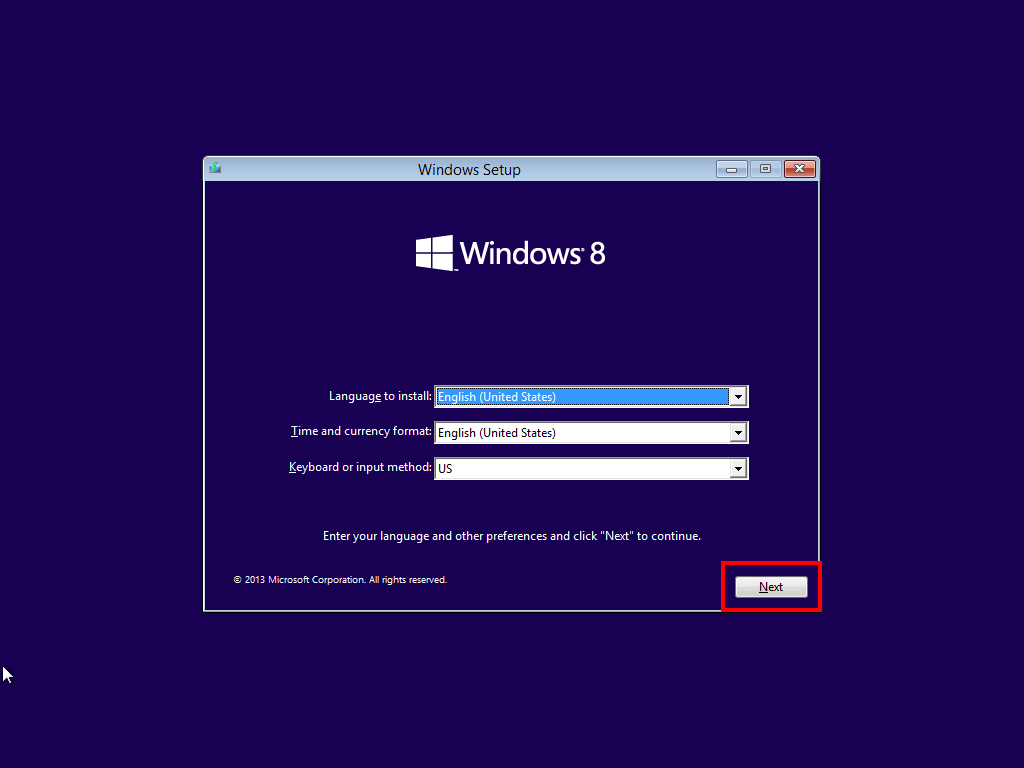 Windows 8 DVD start screen