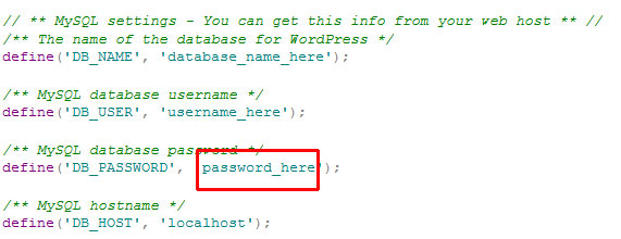password for the WordPress MySQL database