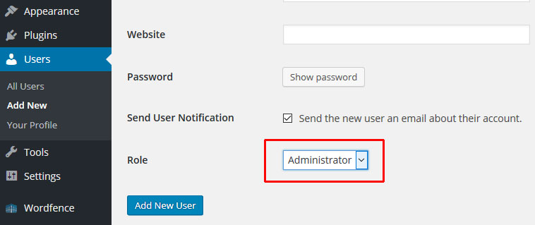  set the user’s Role to Administrator