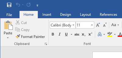 The “File” tab in the main ribbon of Word 