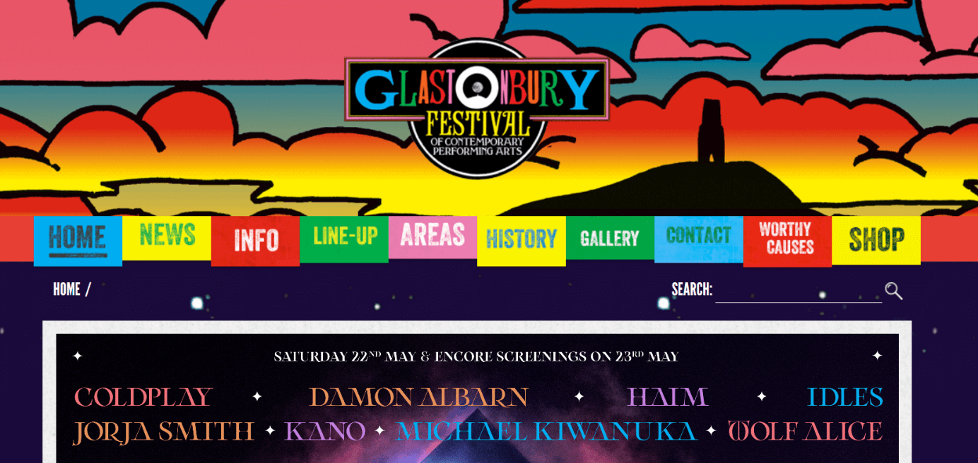 Event website of Glastonbury festival