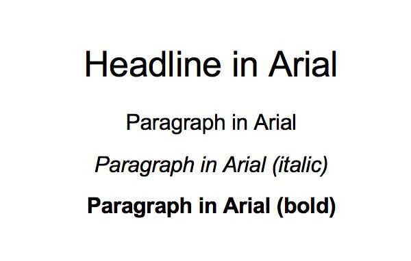 Example text in Arial