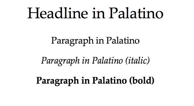 Example text in Palatino