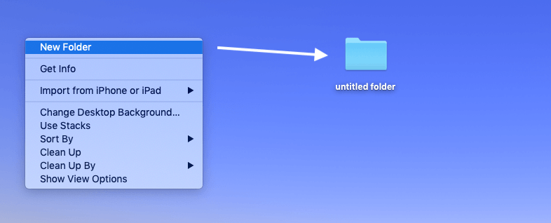 Mac: Create new folder: option 2