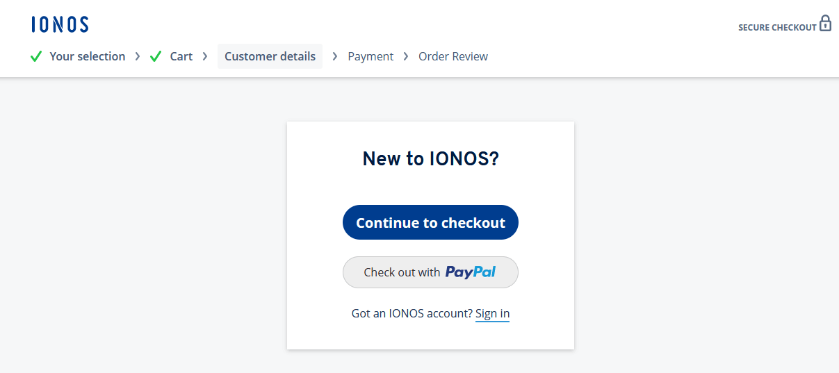 Domain registration with IONOS: customer login