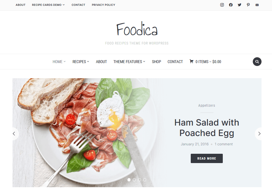 WordPress template “Foodica” by WPZOOM