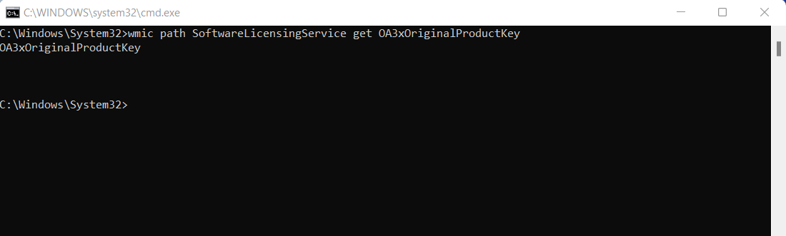 Finding the Windows 11 product key via command prompt