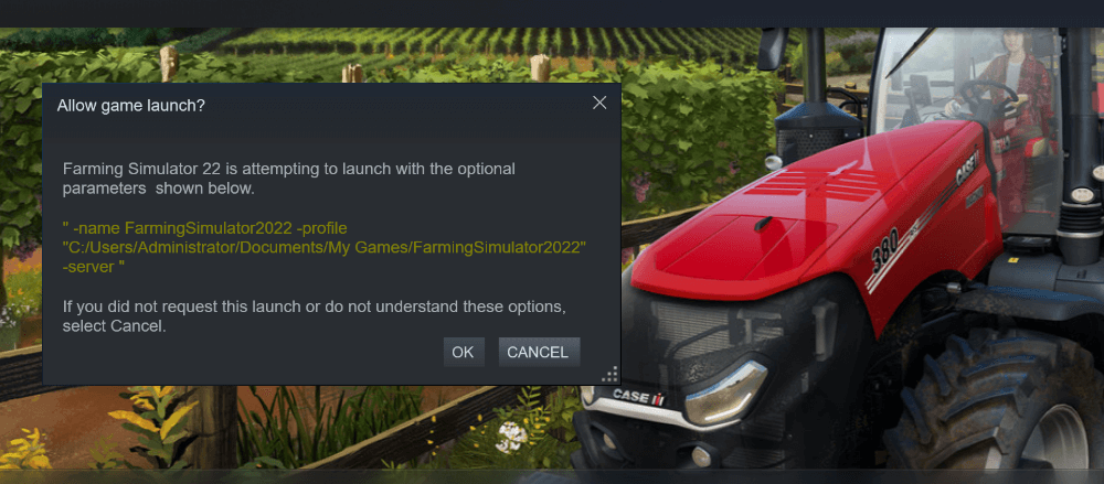 FS 22: Allow game launch in Steam