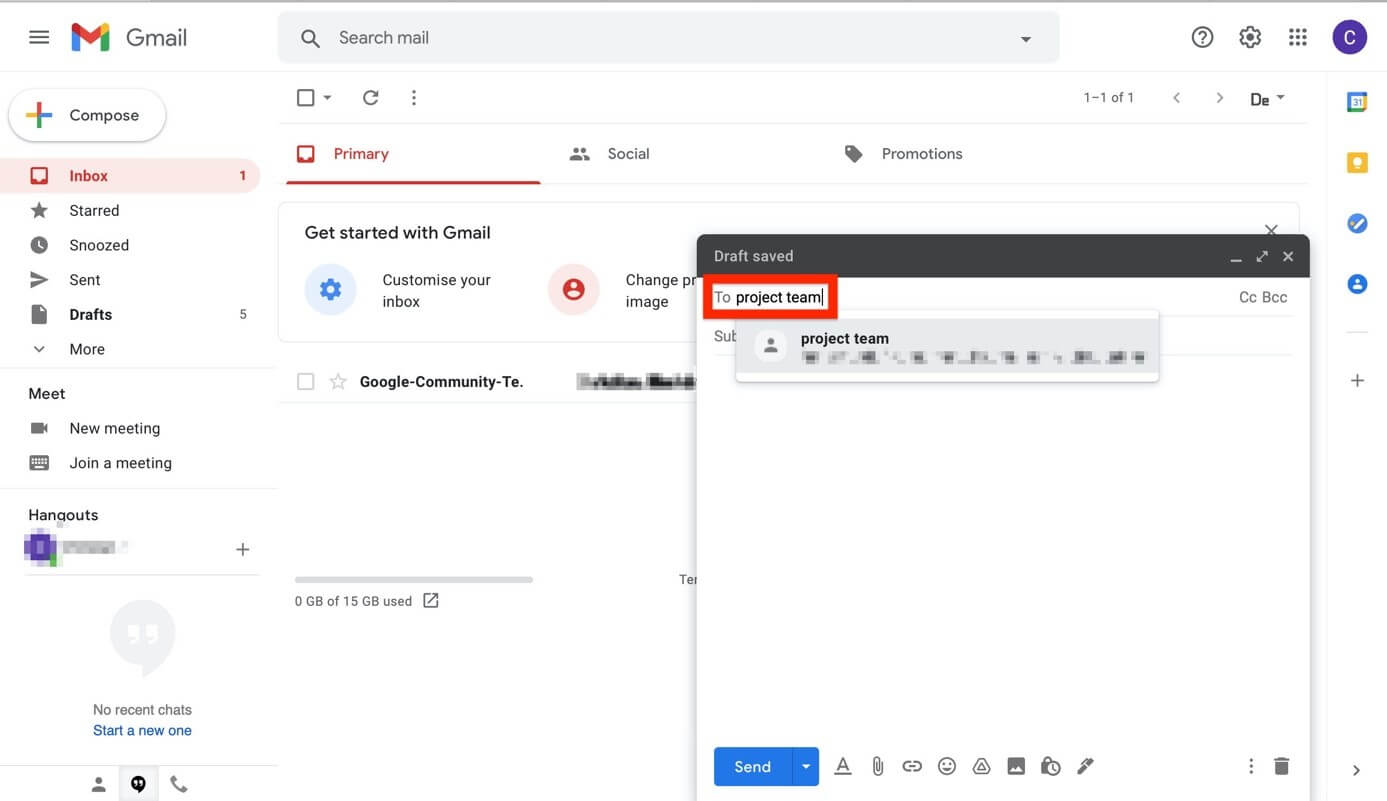 Gmail: send email to group list