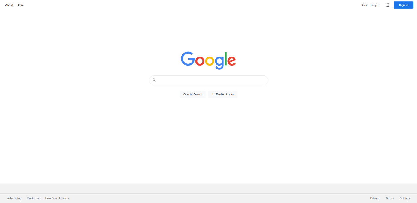 Homepage of the search engine leader Google