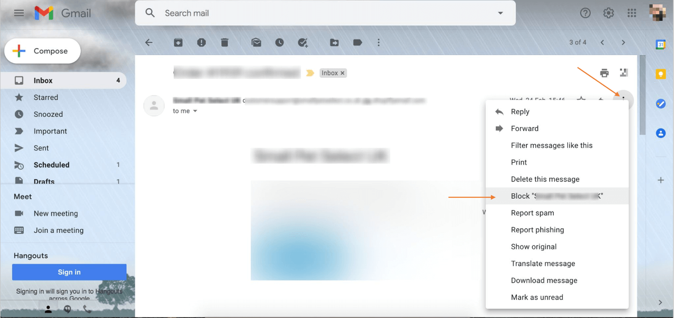 Gmail: three-dot menu in inbox