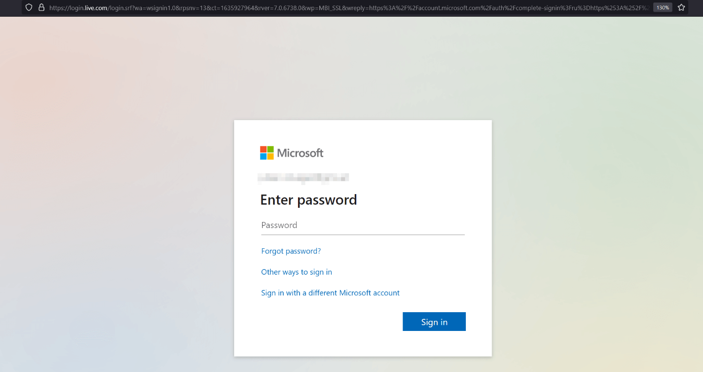Login page to manage Windows account