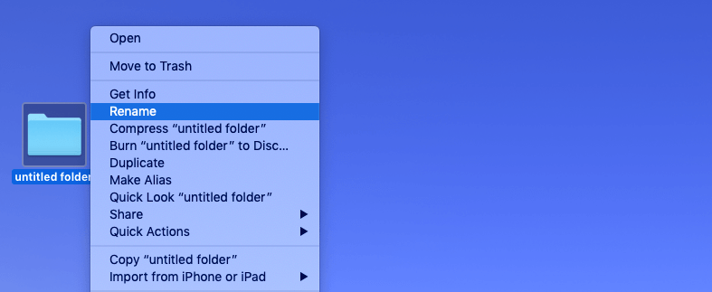 Mac: create new folder: Rename folder