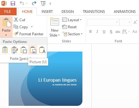 Pasting a picture into PowerPoint