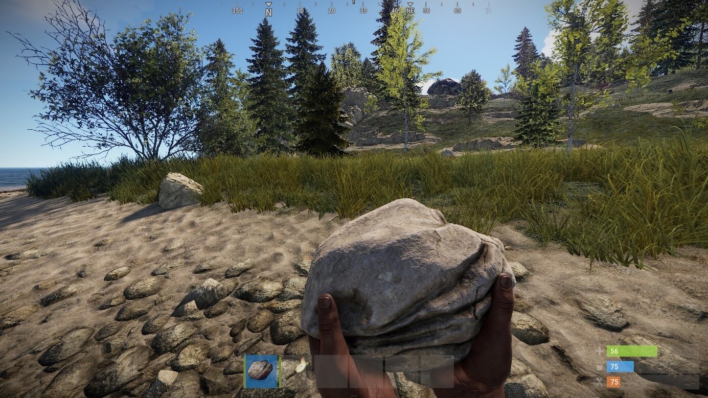Screenshot from Rust: Game entry with stone and torch