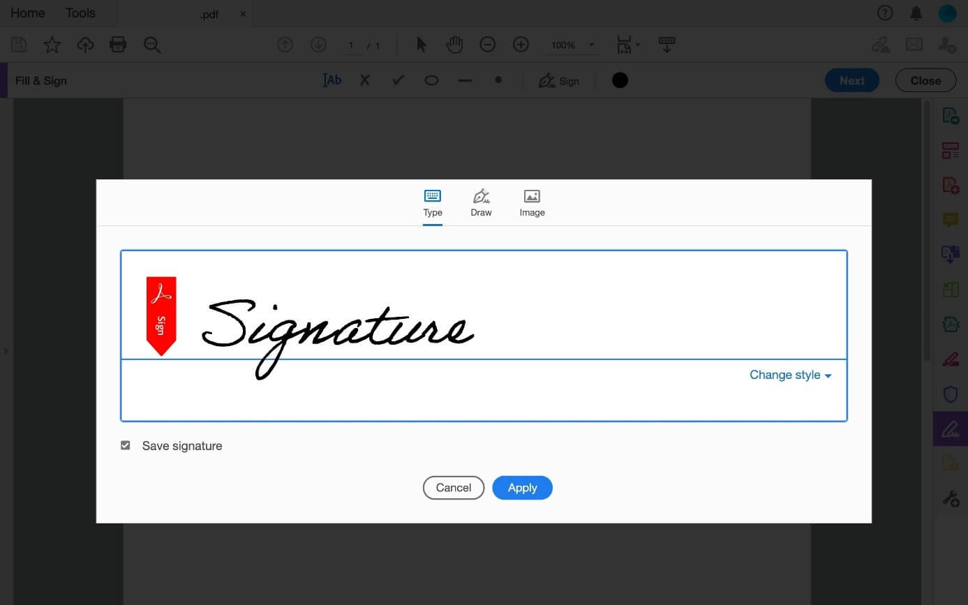 Adobe Acrobat: create signature