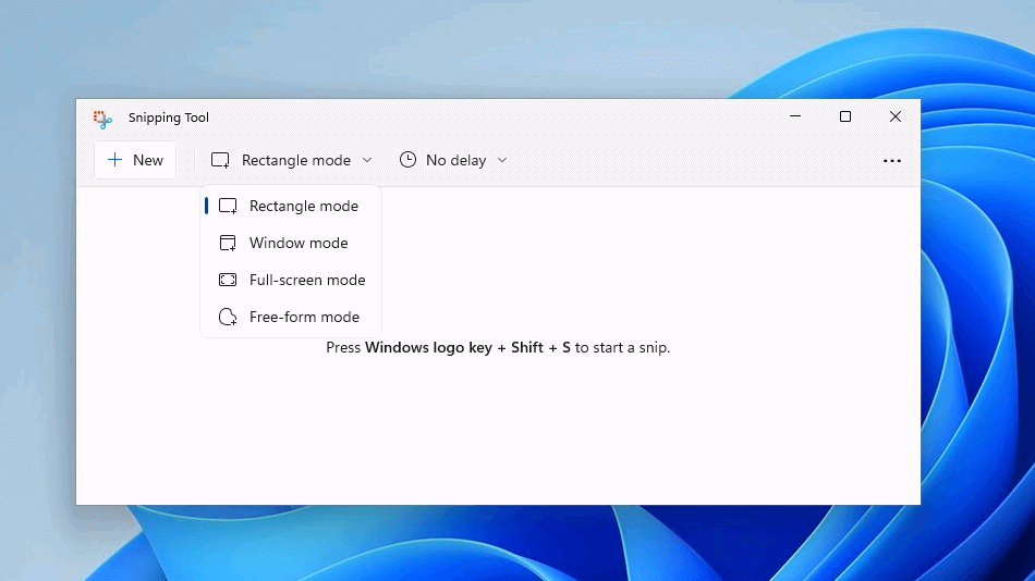 Snipping Tool: Modes in Windows 11