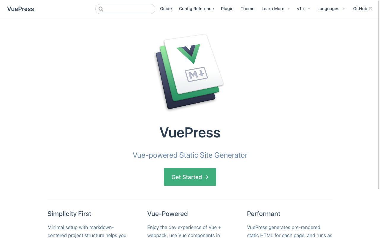 Screenshot of Vuepress