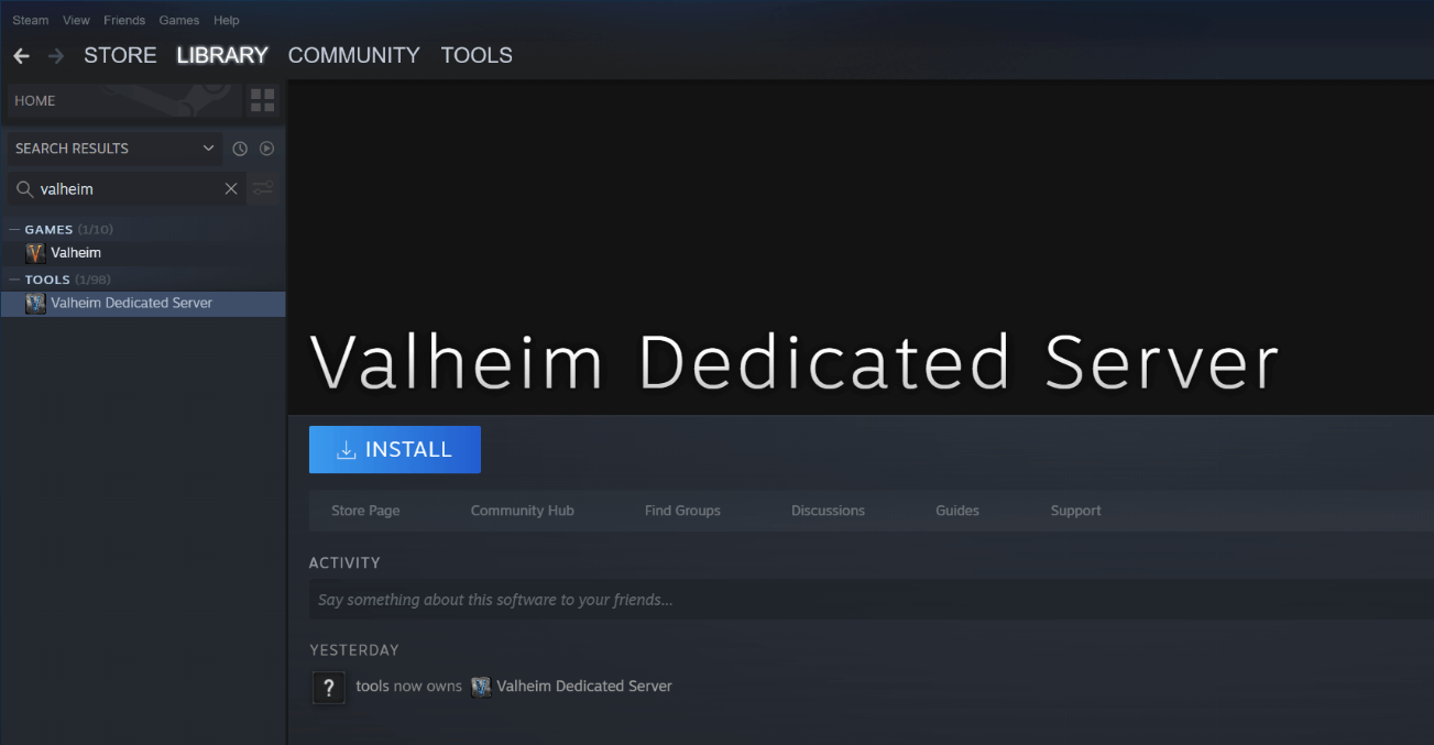 Installing Valheim Dedicated Server Software