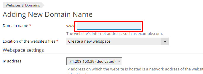 Plesk Adding New Domain Name