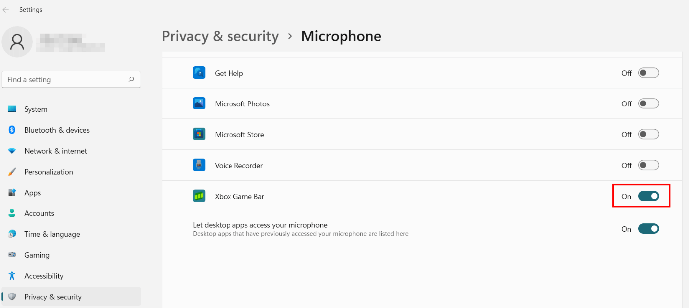 Windows 11 privacy and security settings: Microphone