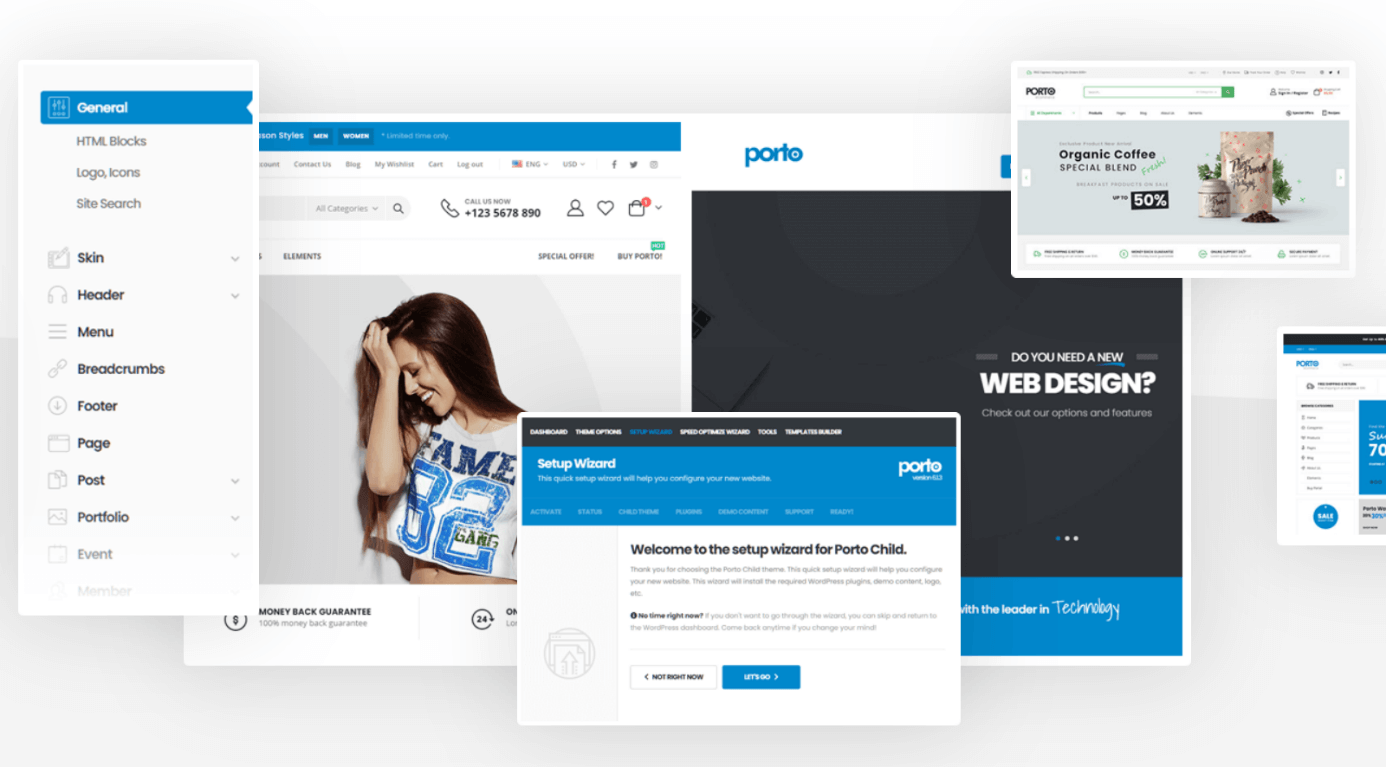 Website of WooCommerce themes provider Porto