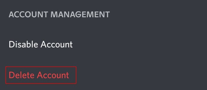 Discord account management in the app