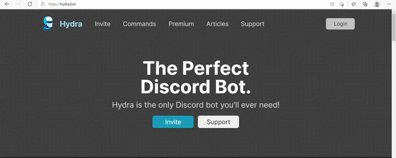 Open the website for the bot you want to add