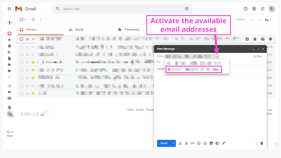 Screenshot of Gmail with your custom domain email address