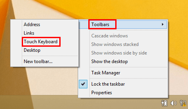 Go to “Toolbars” in the menu that opens at the top